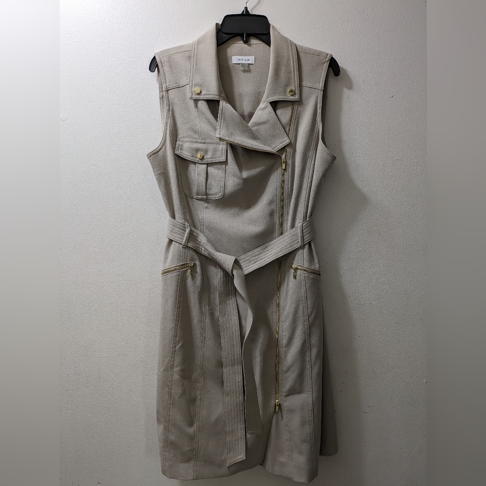 Calvin Klein Sleeveless Dress, Size 14, Khaki